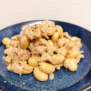 朝の亜麻仁油ツナ大豆和え